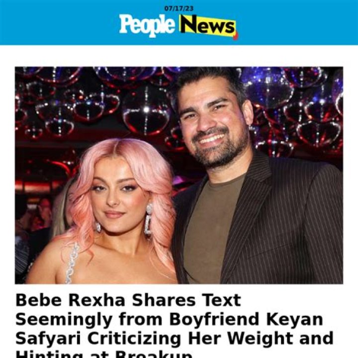 Bebe Rexha confirms breakup with Keyan Safyari after sharing his texts