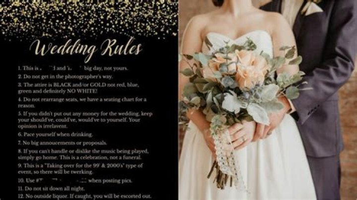Bride’s reasonable wedding rules: no kids, no big announcements, don’t wear white