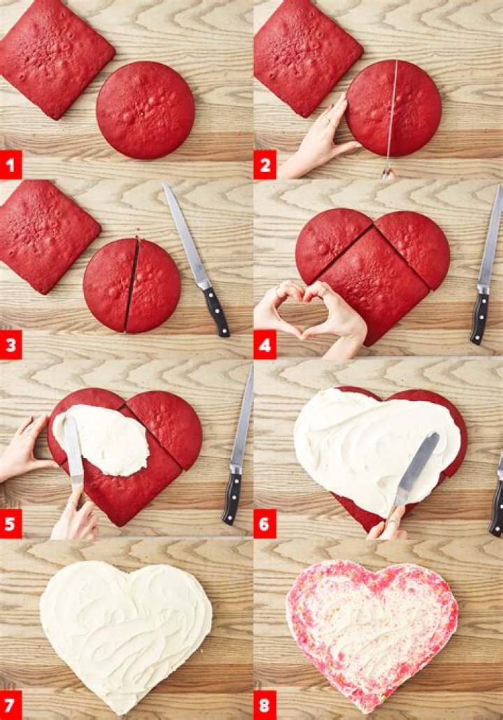 How do you make a round cake into a heart cake?