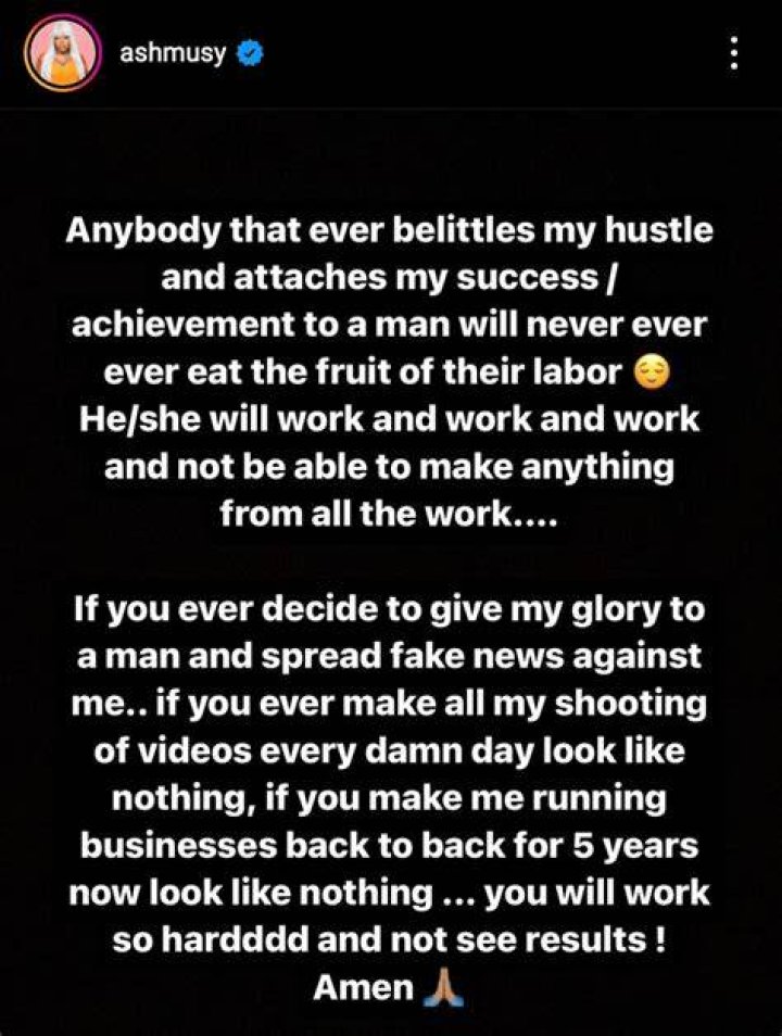 
Skit Maker, Ashmusy Places 3D Curses On Those Who Attribute Her Success To A Man 