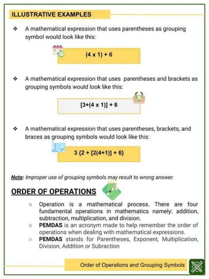 What is a grouping symbol in a mathematical expression?